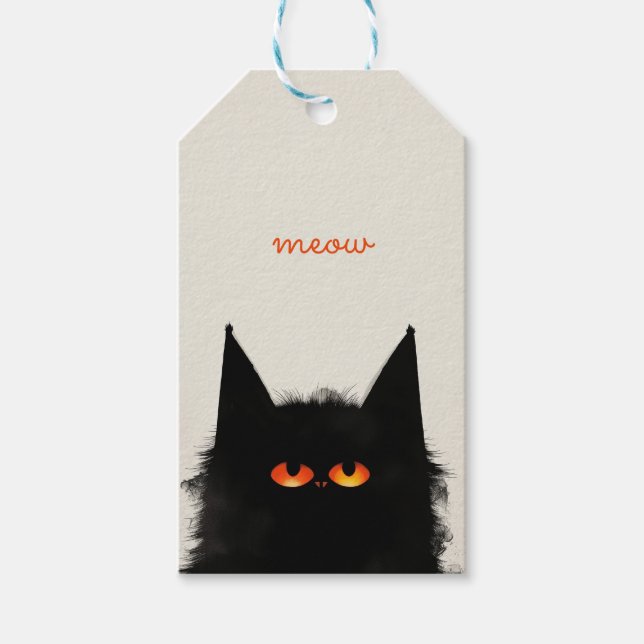 Étiquettes-cadeau Chat noir grumeux (Devant)