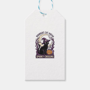 Étiquettes-cadeau Chat Noir Halloween Gravure Vintage Chat Citrouill