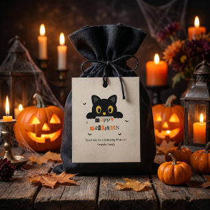 Étiquettes Cadeau Chat noir mignon Halloween