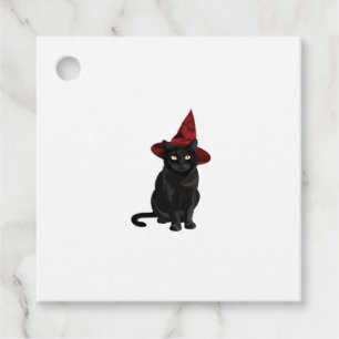 Étiquettes Cadeau Chat noir mystique avec chapeau rouge foncé T-Shir