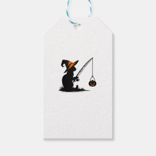 Étiquettes-cadeau Chat Pêche Citrouille Costume Halloween Amoureux d