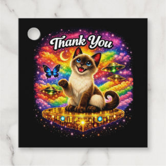 Étiquettes Cadeau Chat siamois arc-en-ciel cosmique de l'espace extr
