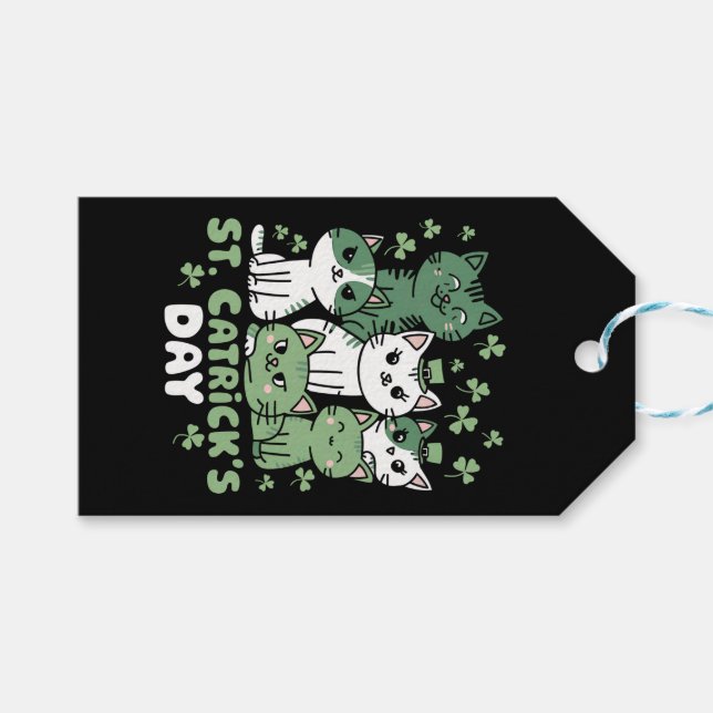 Étiquettes-cadeau Chat St Patrick's Day Drôle Catrick's Day (Devant (Horizontal))