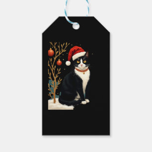Étiquettes-cadeau Chat Tuxedo Cottagecore Drôle Noël Esthétique Père