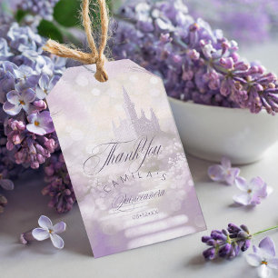 Étiquettes-cadeau Château de Conte de Fées Quinceanera Lavande/Lilas