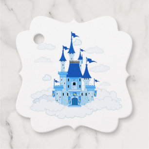 Étiquettes Cadeau Château de Princesse Bleu Personnalisé 