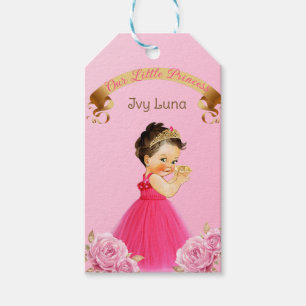 Étiquettes-cadeau Château de Princesse Royale Carrosse Rose Or Fille