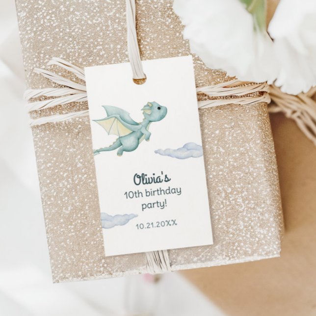 Étiquettes-cadeau Château Magique Anniversaire Enfants Dragons Migno (Créateur téléchargé)