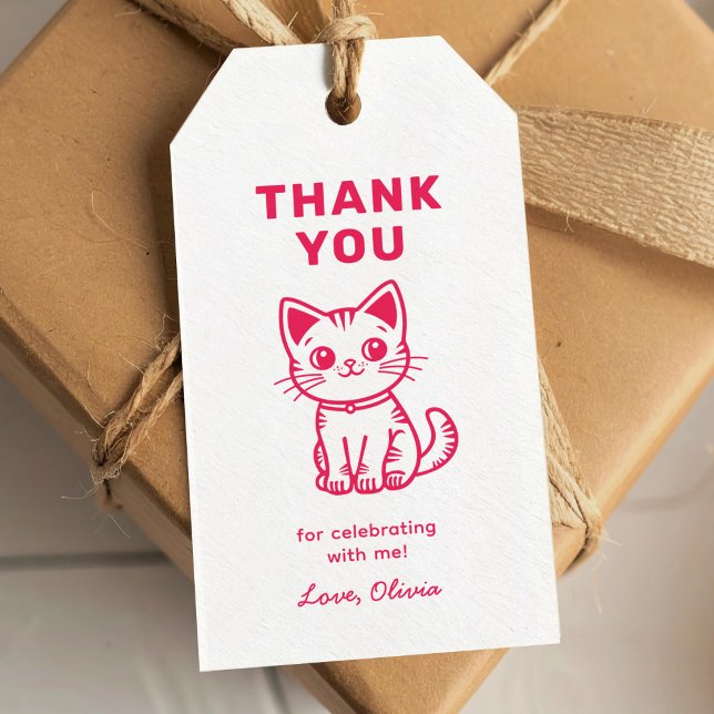 Étiquettes-cadeau Chaton rose merci (Créateur téléchargé)