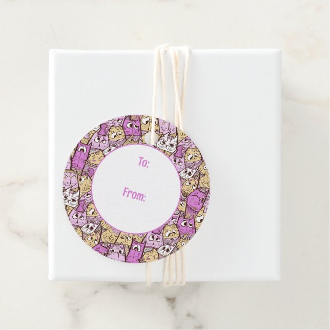 Étiquettes Cadeau Chats amusants (En situation)