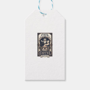 Étiquettes-cadeau Chats Café Répéter Chat Café Vintage Vector Art S