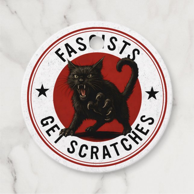 Étiquettes Cadeau Chats contre les fascistes (Devant)