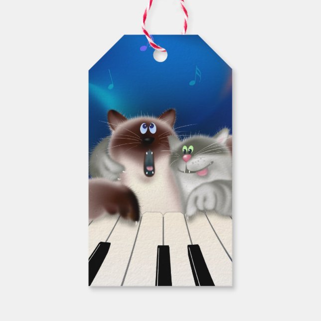 Étiquettes-cadeau Chats en piano (Dos)