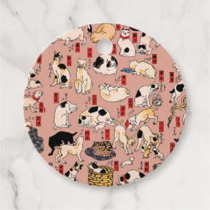 Étiquettes Cadeau Chats japonais Ukiyo-e Funny