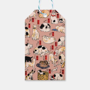 Étiquettes-cadeau Chats japonais Ukiyo-e Funny