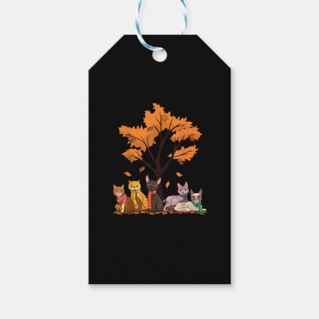 Étiquettes-cadeau Chats mignons Automne Saison d'automne Maple Leaf  (Devant)