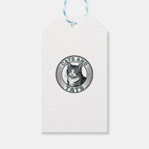Étiquettes-cadeau Chats Rétro et Tatouages Gravure Design de Chat_1