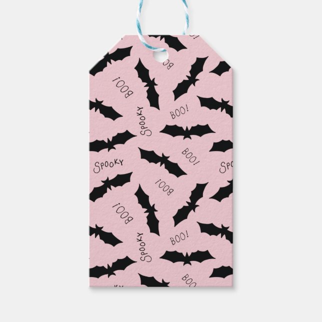 Étiquettes-cadeau Chats roses de la fête d'Halloween (Devant)