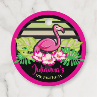 Étiquettes Cadeau CHAUD FLAMANT ROSE Tropical Invitation d'anniversa