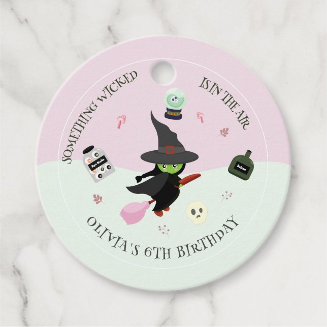 Étiquettes Cadeau Chaud vert sorcier Halloween anniversaire (Devant)