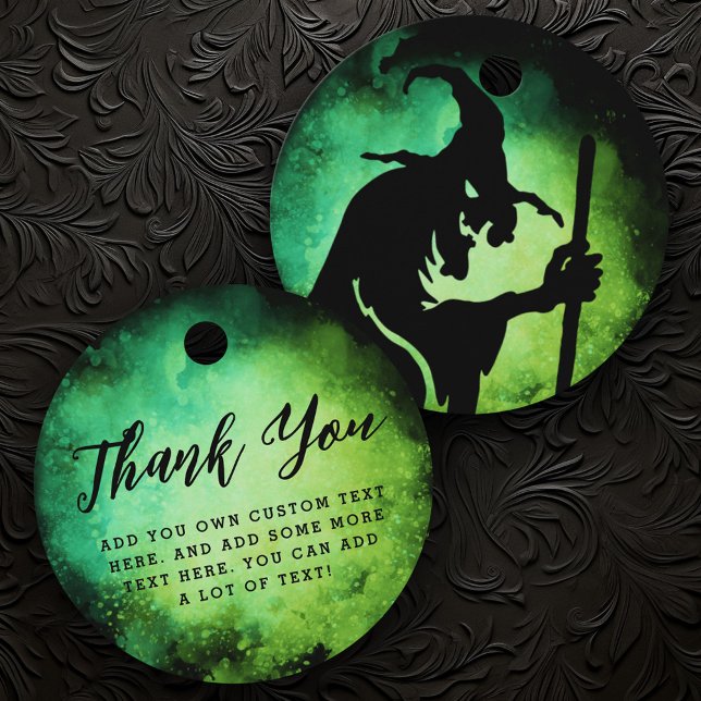 Étiquettes Cadeau Chaudron de sorcière vert noir Halloween (Witch cauldron green black Halloween Favor Tags)
