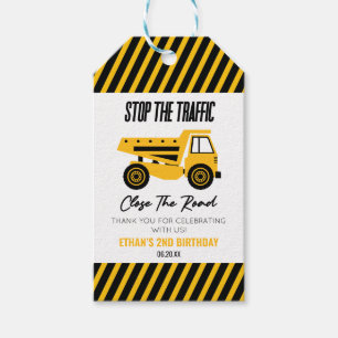 Étiquettes-cadeau Chauffage de construction Camion Bulldozer fête d'