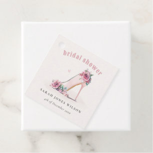 Étiquettes Cadeau Chaussures à talons hauts rose blush floral pour l