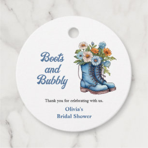 Étiquettes Cadeau Chaussures Bleues et Mariage Occidental Champêtre
