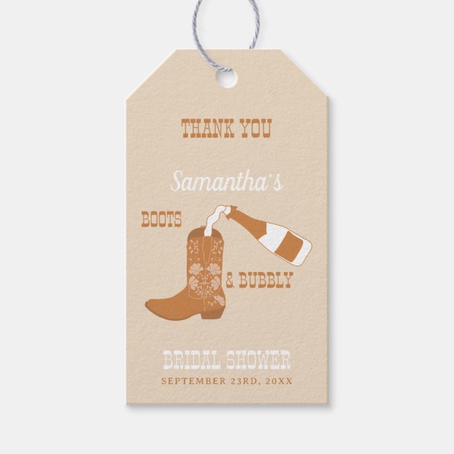 Étiquettes-cadeau Chaussures de mariage rustique western country à b (Devant)