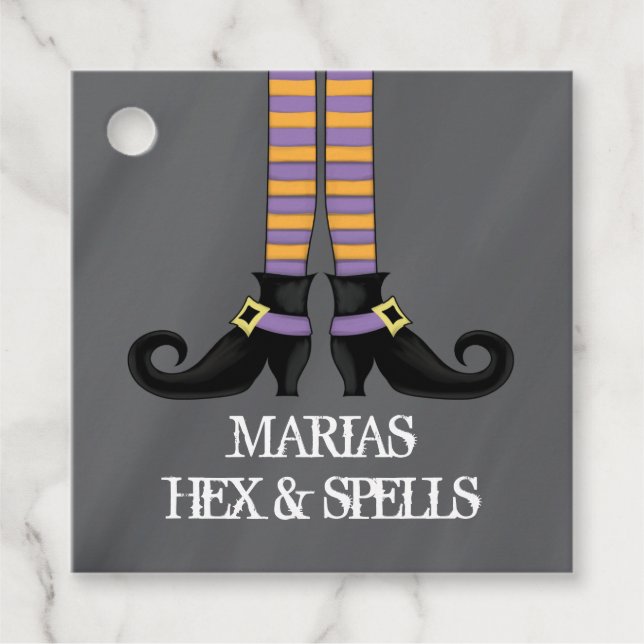 Étiquettes Cadeau Chaussures de sorcière Whimsical Halloween mignonn (Devant)