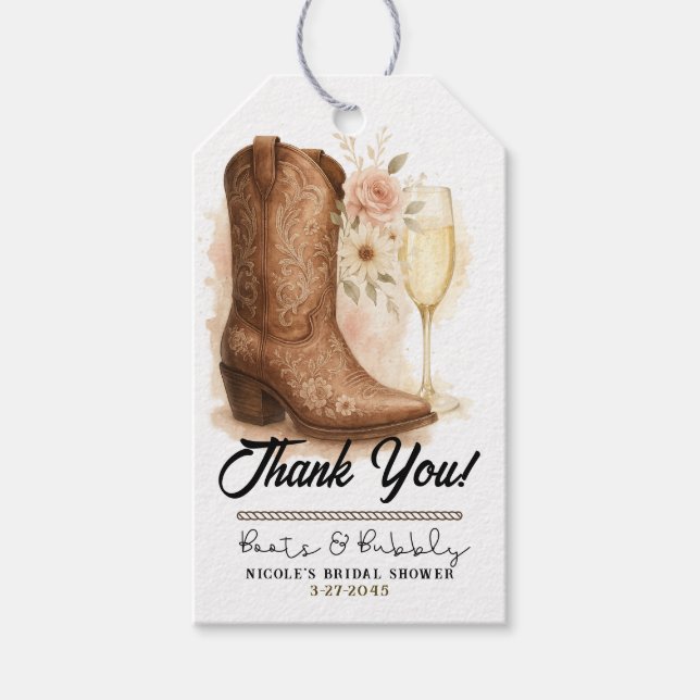 Étiquettes-cadeau Chaussures et pétillant Country Western Boot Enter (Devant)