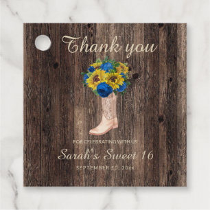 Étiquettes Cadeau Chaussures Roses Bleues Tournesol Rustique Douce 1