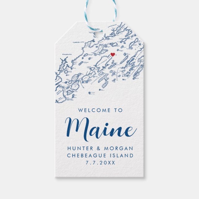 Étiquettes-cadeau Chebeague Island Maine Elégant Mariage de marine F (Devant)
