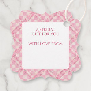 Étiquettes Cadeau CHECK ROSE QUILT Carré fantaisie Tags cadeaux / Bl