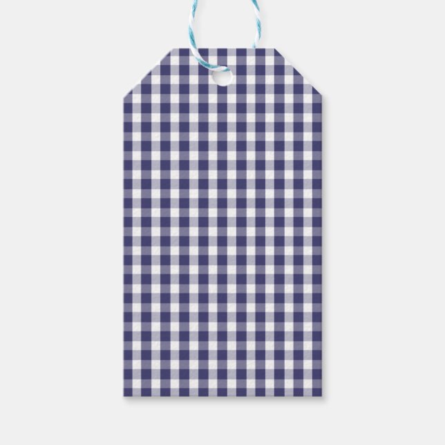 Étiquettes-cadeau Checked Blue and White Gingham (Devant)