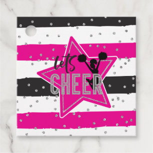Étiquettes Cadeau Cheerleading Rose Argent Noir Cheer Anniversaire