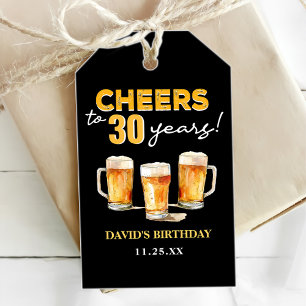 Étiquettes-cadeau Cheers & Beers Mens Funny 30e anniversaire