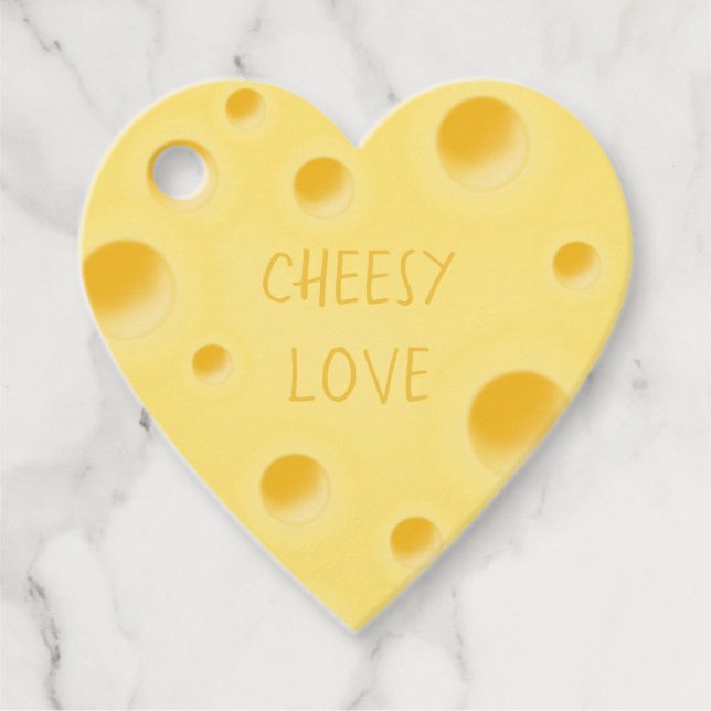 Étiquettes Cadeau "Cheesy Love" Coeur de fromage personnalisé adorab (Devant)