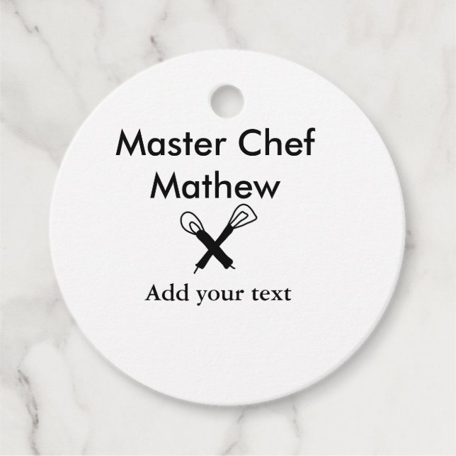 Étiquettes Cadeau Chef cuisinier cuisinier cuisinier ajouter nom de  (Devant)