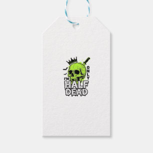 Étiquettes-cadeau Chemise à gravure vintage Halloween crâne à moitié