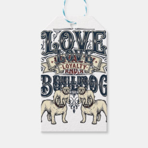 Étiquettes-cadeau Chemise d'amour Bulldog Gravure vintage Citation d