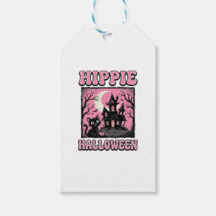 Étiquettes-cadeau Chemise de chat de maison hantée vintage Halloween