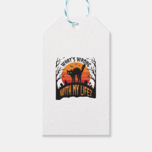 Étiquettes-cadeau Chemise de chat Halloween Humour de vie effrayant 