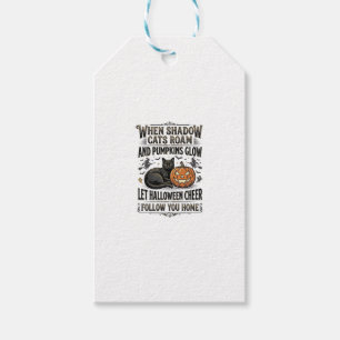 Étiquettes-cadeau Chemise de chat noir Halloween Gravure de citrouil