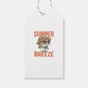 Étiquettes-cadeau Chemise de design de gravure vintage de chat de br