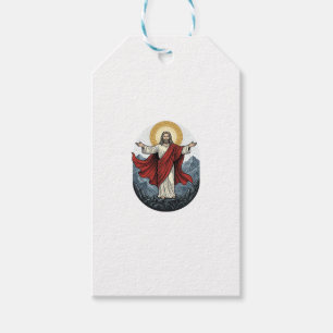 Étiquettes-cadeau Chemise de montagne Jésus gravure vintage
