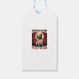 Étiquettes-cadeau Chemise de Pug Halloween avec cimetière effrayant