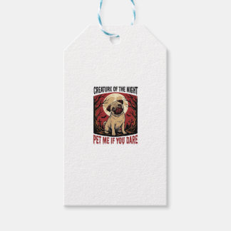 Étiquettes-cadeau Chemise de Pug Halloween avec cimetière effrayant