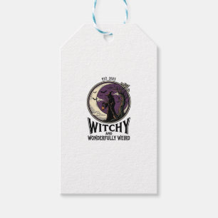 Étiquettes-cadeau Chemise de sorcière vintage avec art d'Halloween d