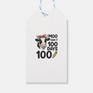 Étiquettes-cadeau Chemise de vache 100 jours Gravure vintage design
